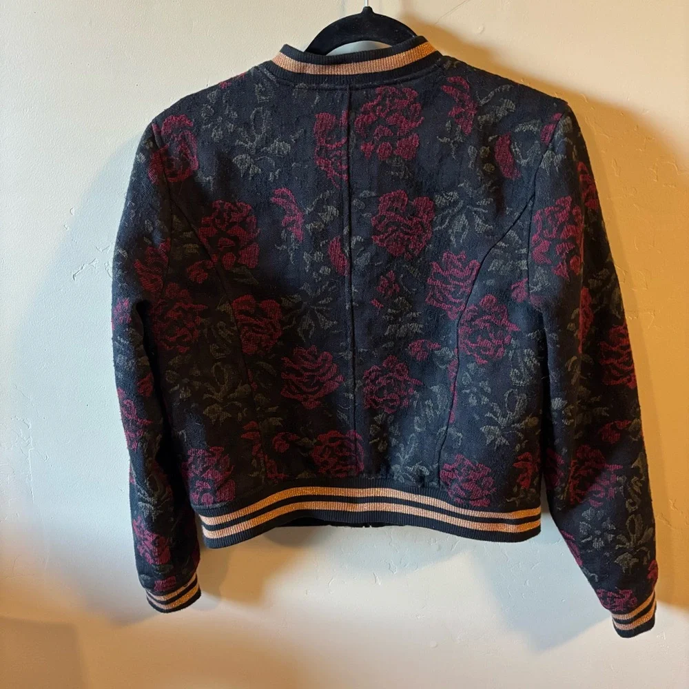 🤑SANCTUARY Red Roses and Black Bomber Jacket - Picture 3 of 4